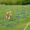 PawHut Set of 4 Dog Training Agility Gear Adjustable Jump Bar Pet Exercise Kit with Carrying Bag (Blue)