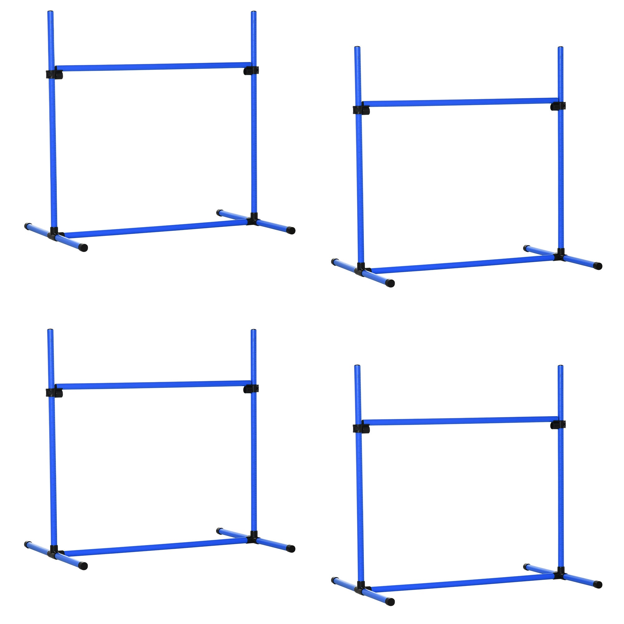PawHut Set of 4 Dog Training Agility Gear Adjustable Jump Bar Pet Exercise Kit with Carrying Bag (Blue)