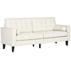 HOMCOM Mid-Century Sofa, Couch with Button-Tufted Back Cushion, Velvet Feel Fabric Upholstery, 2 Cylindrical Pillows and Rubber Wood Legs for Living Room, Cream White