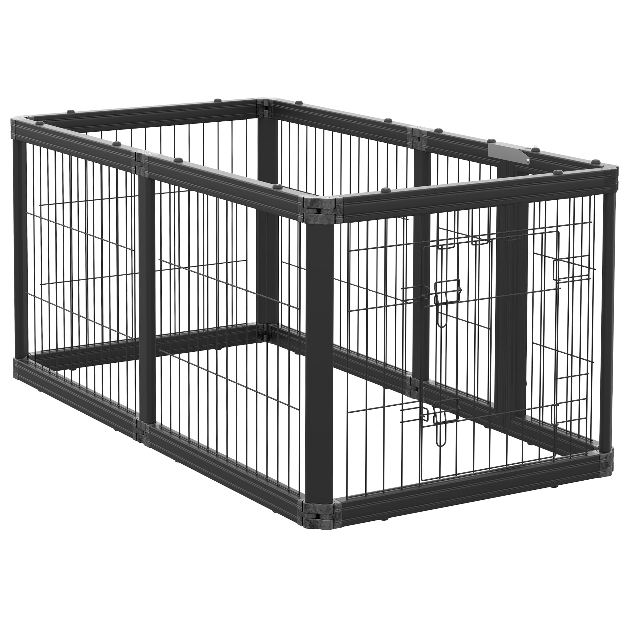 PawHut Dog Playpen, 6 Panels 24.5" Heavy Duty Pet Playpen, Foldable Dog Exercise Pen with Door Indoor Outdoor, Black