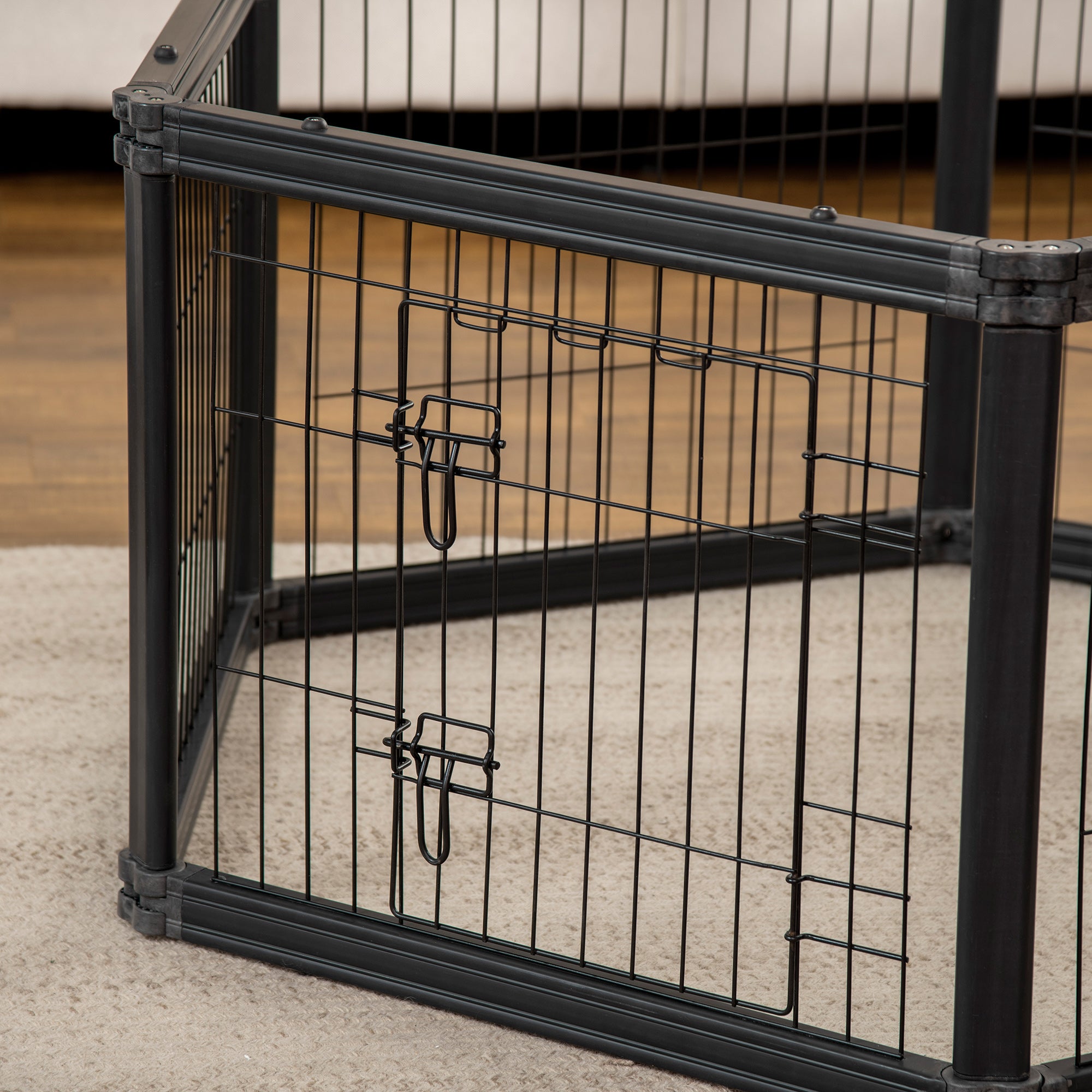 PawHut Dog Playpen, 6 Panels 24.5" Heavy Duty Pet Playpen, Foldable Dog Exercise Pen with Door Indoor Outdoor, Black