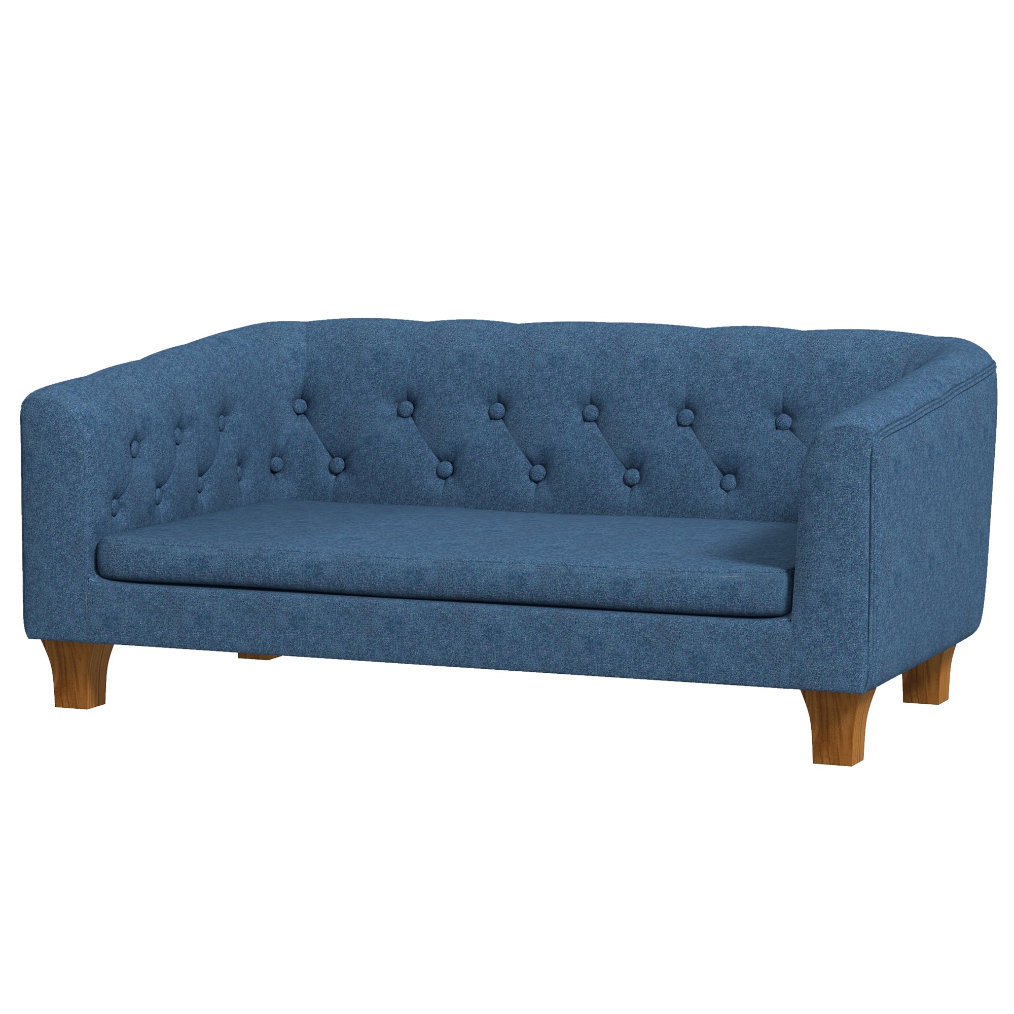 PawHut Raised Dog Sofa, Elevated Pet Couch for Small and Medium Dogs, with Removable Soft Cushion, Anti-Slip Pads, Simple Installation, Blue