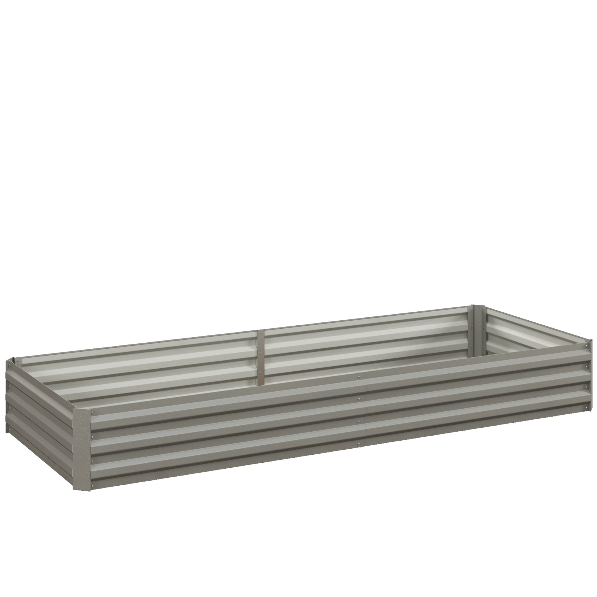 Outsunny 8 x 3 x 1ft Galvanized Raised Garden Bed, Metal Elevated Planter Box, Easy DIY and Cleaning for Growing Flowers, Herbs, Succulents, Silver