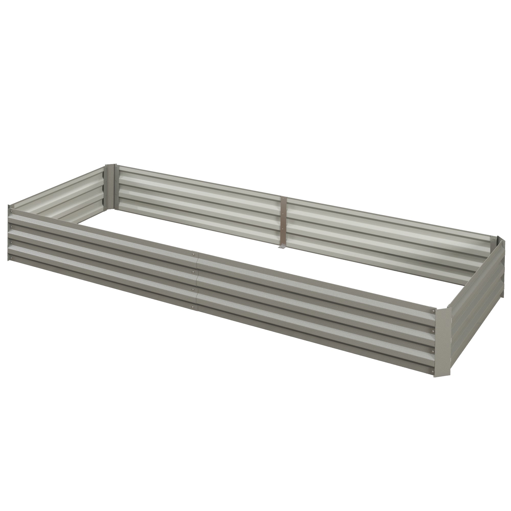 Outsunny 8 x 3 x 1ft Galvanized Raised Garden Bed, Metal Elevated Planter Box, Easy DIY and Cleaning for Growing Flowers, Herbs, Succulents, Silver