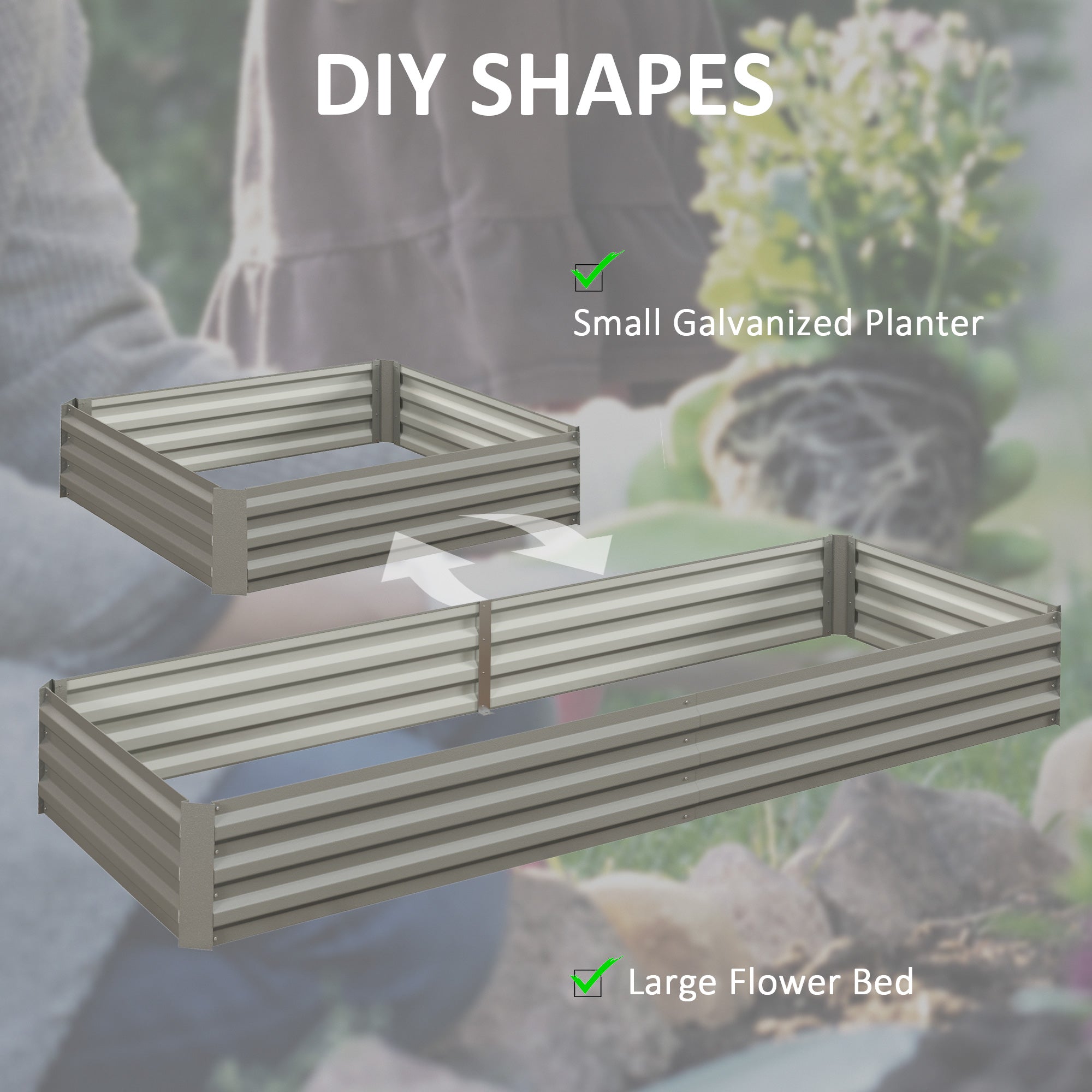 Outsunny 8 x 3 x 1ft Galvanized Raised Garden Bed, Metal Elevated Planter Box, Easy DIY and Cleaning for Growing Flowers, Herbs, Succulents, Silver