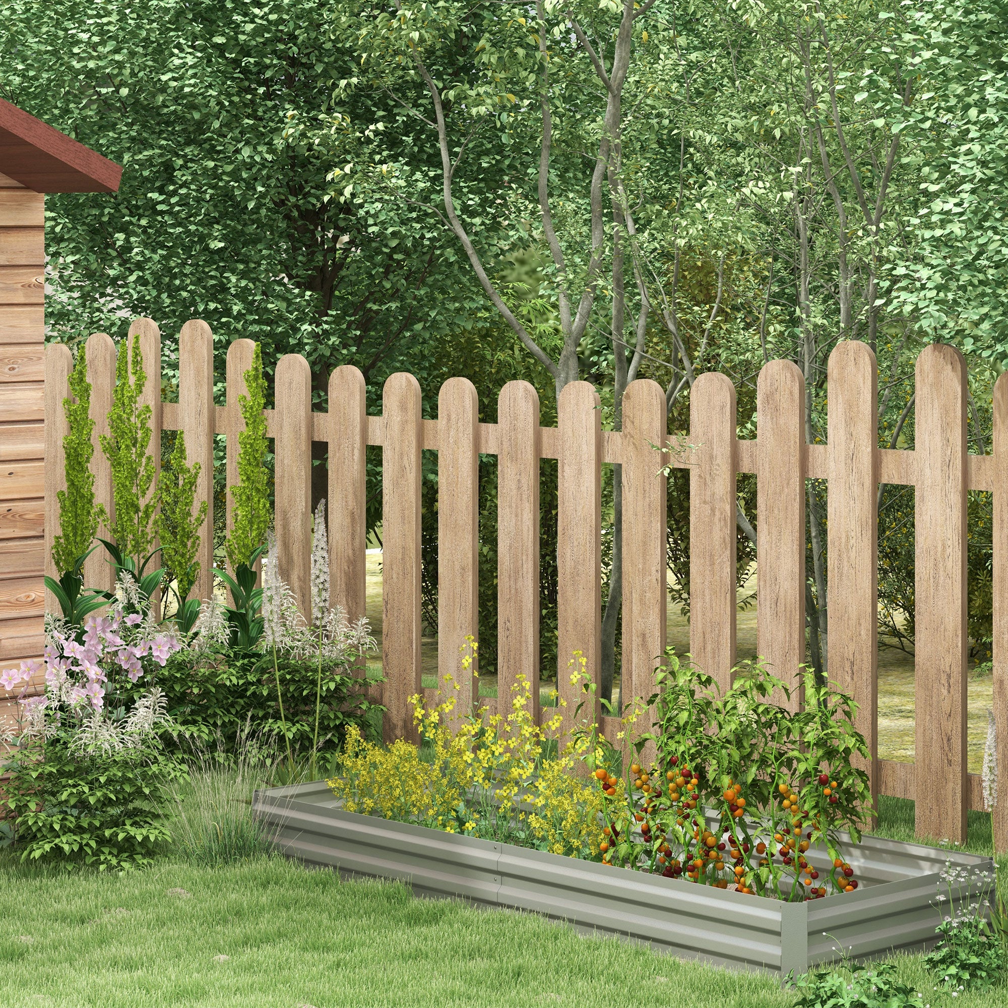 Outsunny 8 x 3 x 1ft Galvanized Raised Garden Bed, Metal Elevated Planter Box, Easy DIY and Cleaning for Growing Flowers, Herbs, Succulents, Silver