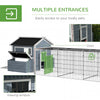 PawHut 11' x 5' x 3.5' Chicken Coop, Large Wooden Chicken House with Run, Nesting Boxes, Slide-out Tray, Perches for 2-4 Chickens, Dark Grey