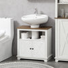kleankin Bathroom Vanity, Farmhouse Bathroom Vanity Cabinet, Pedestal Sink Storage Cabinet with Double Doors and Storage Shelves, White