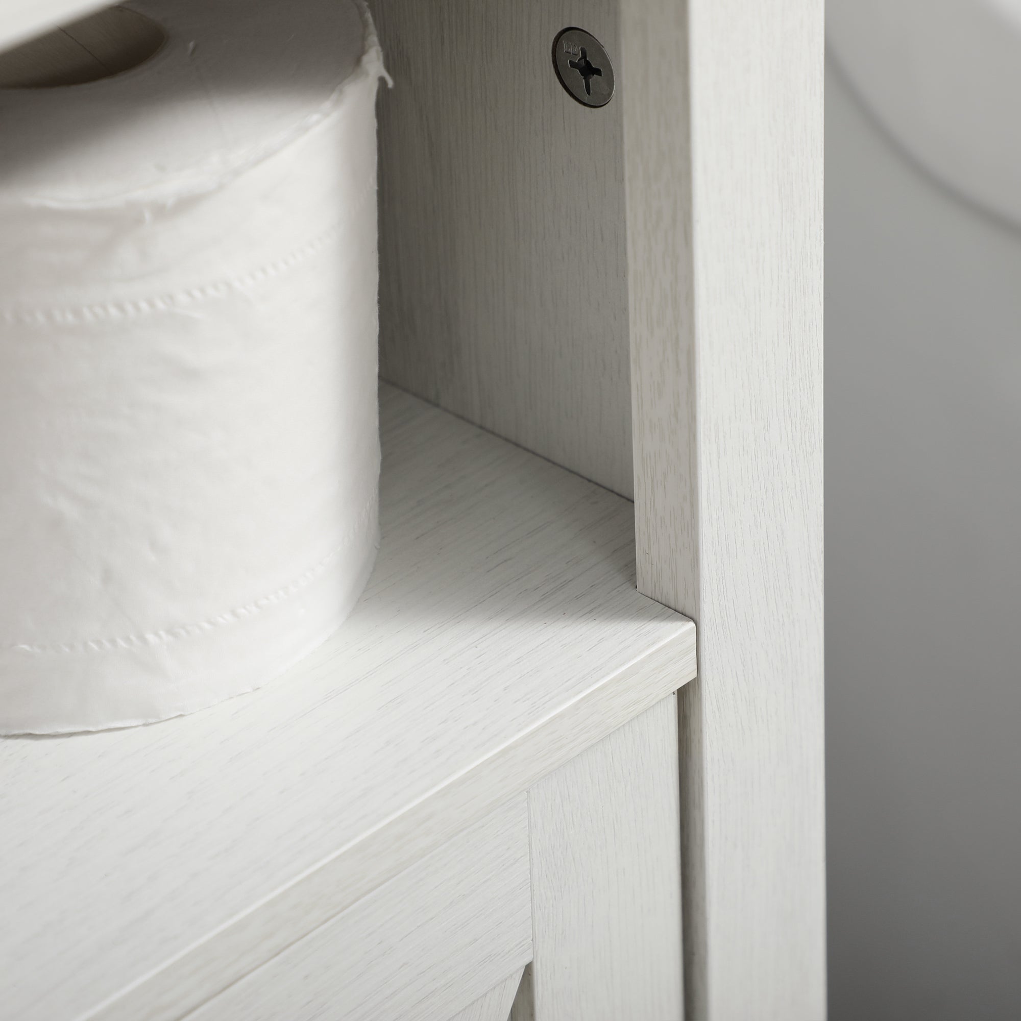 kleankin Bathroom Vanity, Farmhouse Bathroom Vanity Cabinet, Pedestal Sink Storage Cabinet with Double Doors and Storage Shelves, White