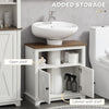 kleankin Bathroom Vanity, Farmhouse Bathroom Vanity Cabinet, Pedestal Sink Storage Cabinet with Double Doors and Storage Shelves, White