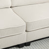 HOMCOM Modern 3 Seater Sofa with Spring Cushion, 90" Upholstered Corduroy Couch with Cup Holders for Living Room, Bedroom, Home Office, Cream White