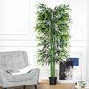 Outsunny 6FT Artificial Bamboo Tree, Faux Greenery Plant, Decorative Tree in Nursery Pot for Indoor Outdoor Décor