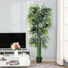 Outsunny 6FT Artificial Bamboo Tree, Faux Greenery Plant, Decorative Tree in Nursery Pot for Indoor Outdoor Décor