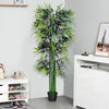 Outsunny 6FT Artificial Bamboo Tree, Faux Greenery Plant, Decorative Tree in Nursery Pot for Indoor Outdoor Décor