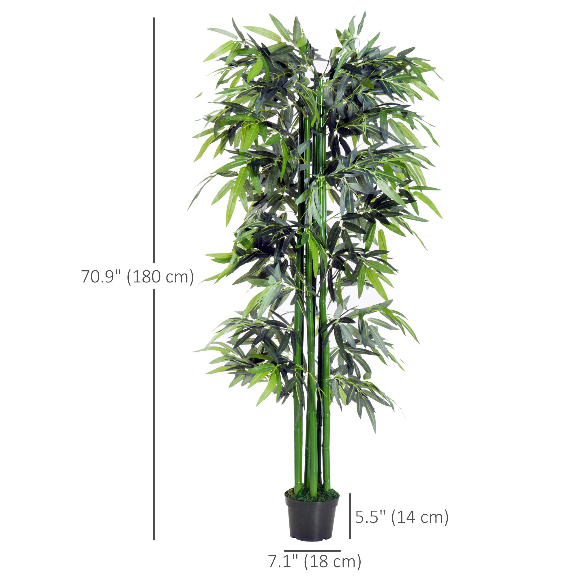 Outsunny 6FT Artificial Bamboo Tree, Faux Greenery Plant, Decorative Tree in Nursery Pot for Indoor Outdoor Décor