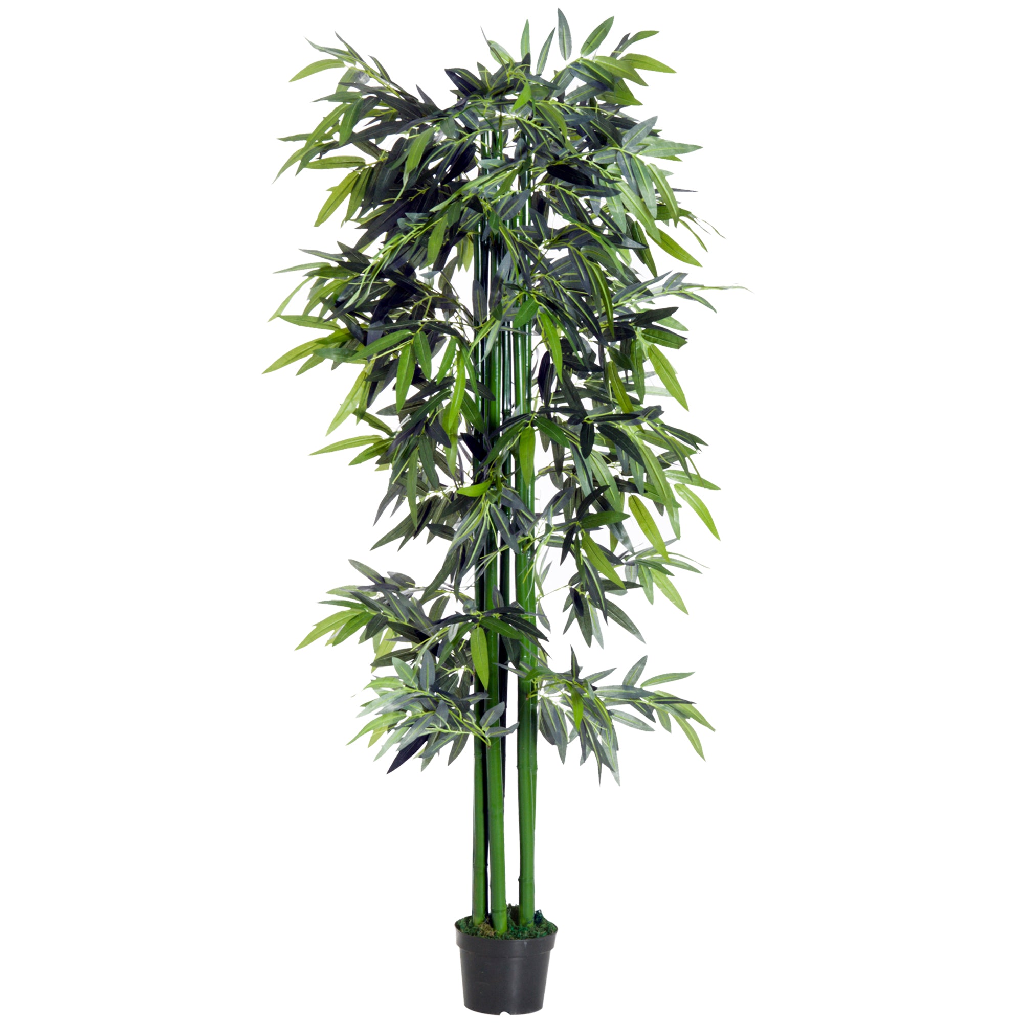 Outsunny 6FT Artificial Bamboo Tree, Faux Greenery Plant, Decorative Tree in Nursery Pot for Indoor Outdoor Décor