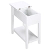 HOMCOM Flip Top End Table, Side Table with Storage Shelf and Cable Management, Narrow Nightstand for Small Spaces in Living Room, Bedroom, 23.8" x 12.8" x 27.6", White