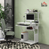 HOMCOM 32" Computer Desk, Mobile Home Office Desk with Keyboard Tray and Storage Shelves, Rolling Workstation on Wheels, White