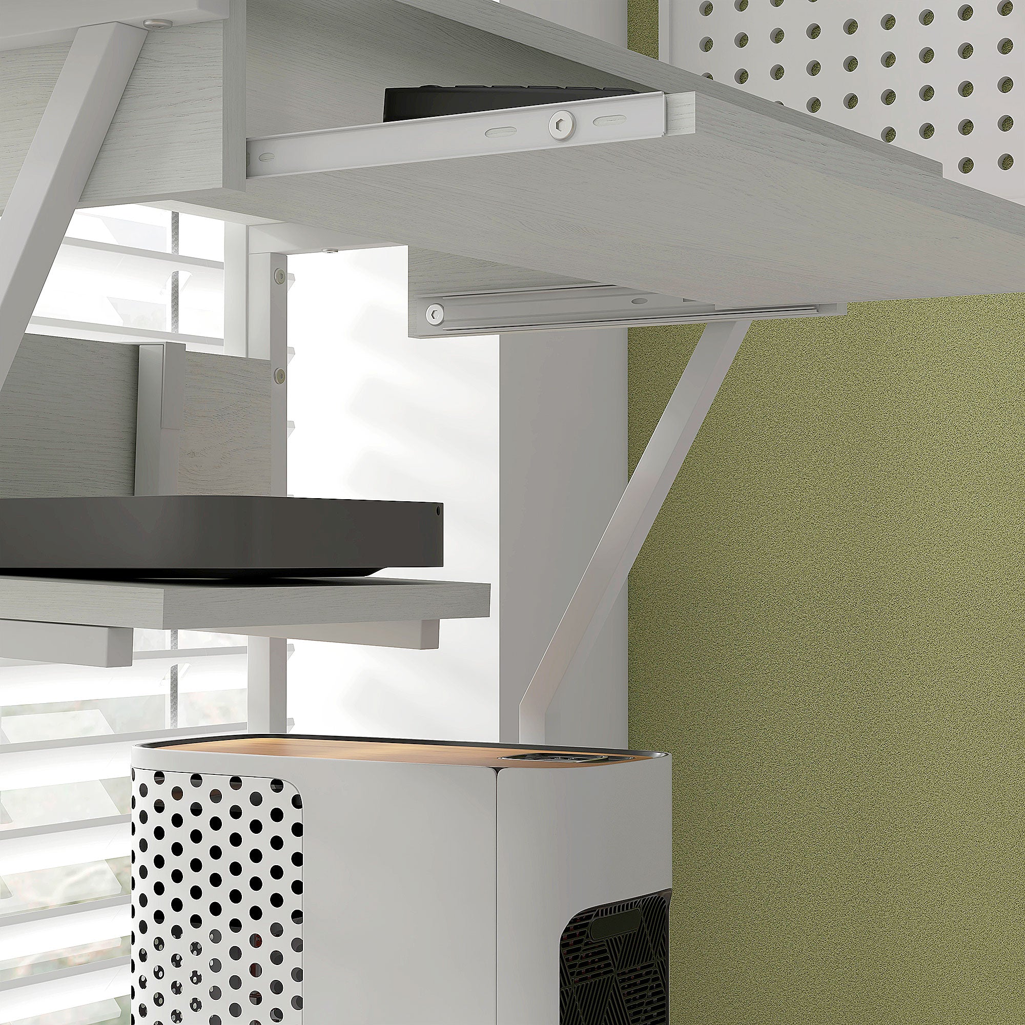 HOMCOM 32" Computer Desk, Mobile Home Office Desk with Keyboard Tray and Storage Shelves, Rolling Workstation on Wheels, White