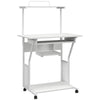 HOMCOM 32" Computer Desk, Mobile Home Office Desk with Keyboard Tray and Storage Shelves, Rolling Workstation on Wheels, White