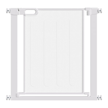 PawHut Pressure Fit Safety Gate for Doorways and Staircases, Dog Gate w/ Auto Closing Door, Pet Barrier for Hallways w/ Double Locking, Openings 75-82 cm - White