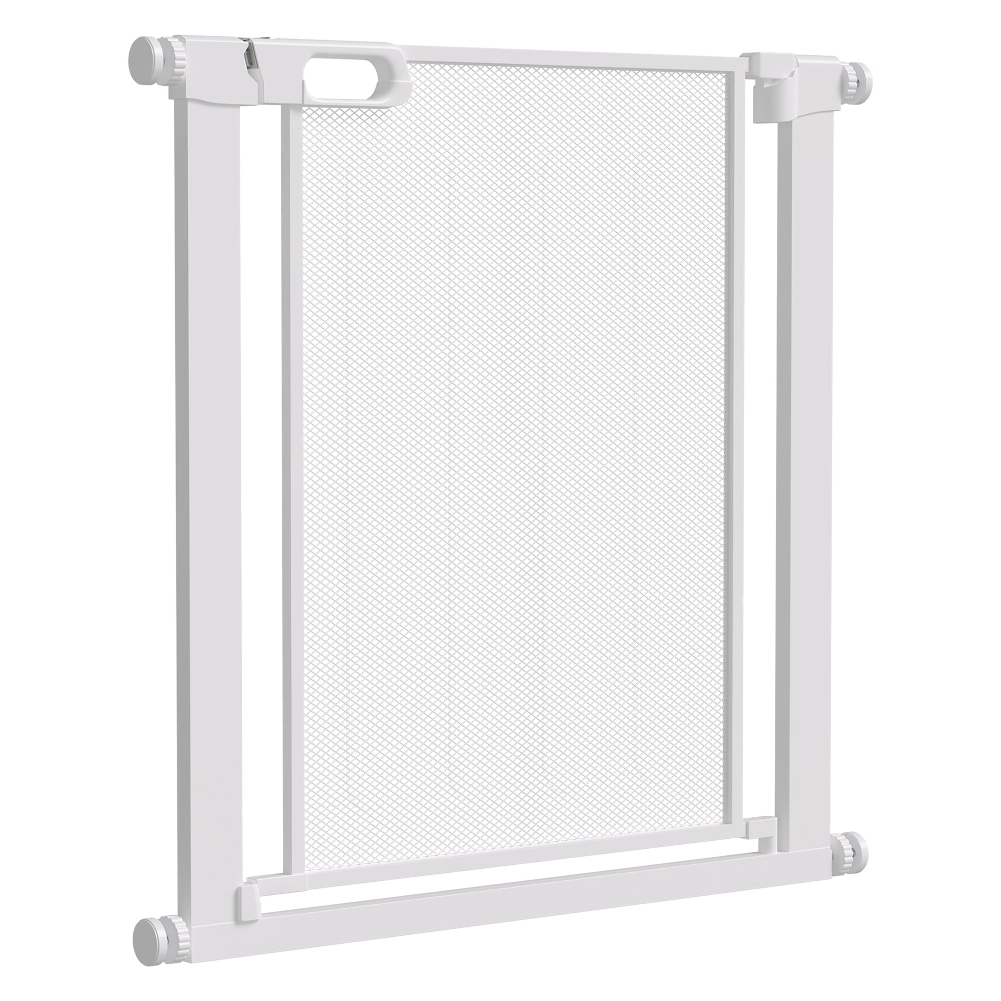 PawHut Pressure Fit Safety Gate for Doorways and Staircases, Dog Gate w/ Auto Closing Door, Pet Barrier for Hallways w/ Double Locking, Openings 75-82 cm - White