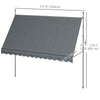 Outsunny 11.5' x 4' Manual Retractable Awning, Non-Screw Freestanding Patio Sun Shade Shelter with Support Stand and UV-resistant fabric for Window, Door Porch, Deck, Dark Grey