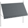 Outsunny 11.5' x 4' Manual Retractable Awning, Non-Screw Freestanding Patio Sun Shade Shelter with Support Stand and UV-resistant fabric for Window, Door Porch, Deck, Dark Grey
