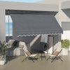 Outsunny 11.5' x 4' Manual Retractable Awning, Non-Screw Freestanding Patio Sun Shade Shelter with Support Stand and UV-resistant fabric for Window, Door Porch, Deck, Dark Grey