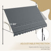 Outsunny 11.5' x 4' Manual Retractable Awning, Non-Screw Freestanding Patio Sun Shade Shelter with Support Stand and UV-resistant fabric for Window, Door Porch, Deck, Dark Grey