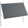 Outsunny 11.5' x 4' Manual Retractable Awning, Non-Screw Freestanding Patio Sun Shade Shelter with Support Stand and UV-resistant fabric for Window, Door Porch, Deck, Dark Grey
