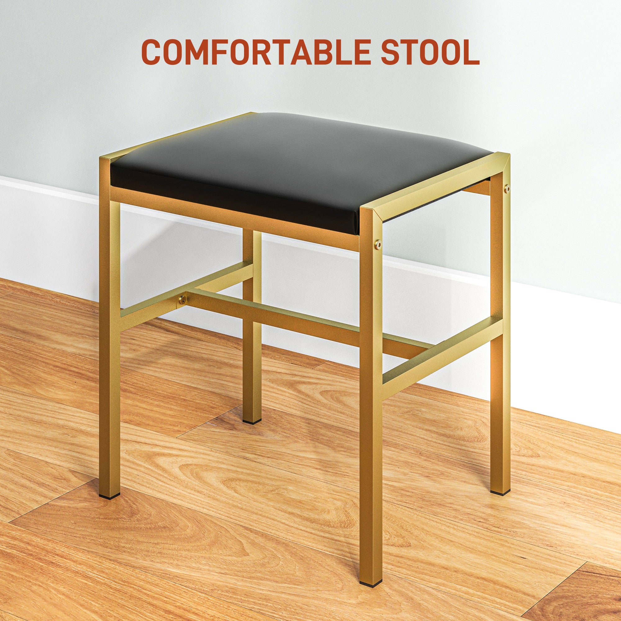 HOMCOM Vanity Set with Lighted Mirror and Stool, Makeup Vanity Desk with Drawers and Shelves, 2 Lighting Modes, 10 Bulbs, Modern Dressing Table for Bedroom, Black