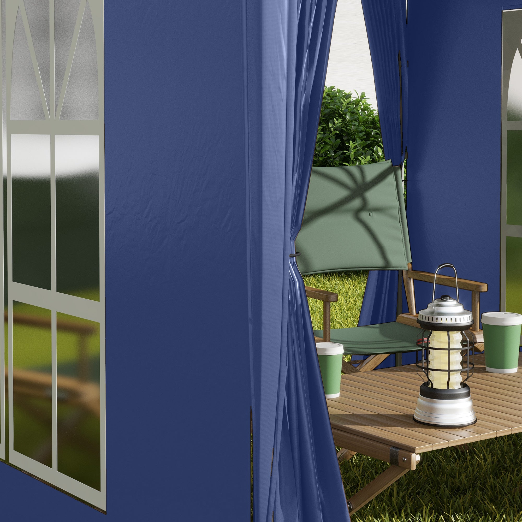 Outsunny 6.6'x6.6' Pop Up Canopy Tent with Sidewalls, Instant Sun Shelter Camping Gazebo with Carry Bag, for Outdoor, Garden, Patio, Blue