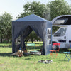 Outsunny 6.6'x6.6' Pop Up Canopy Tent with Sidewalls, Instant Sun Shelter Camping Gazebo with Carry Bag, for Outdoor, Garden, Patio, Blue