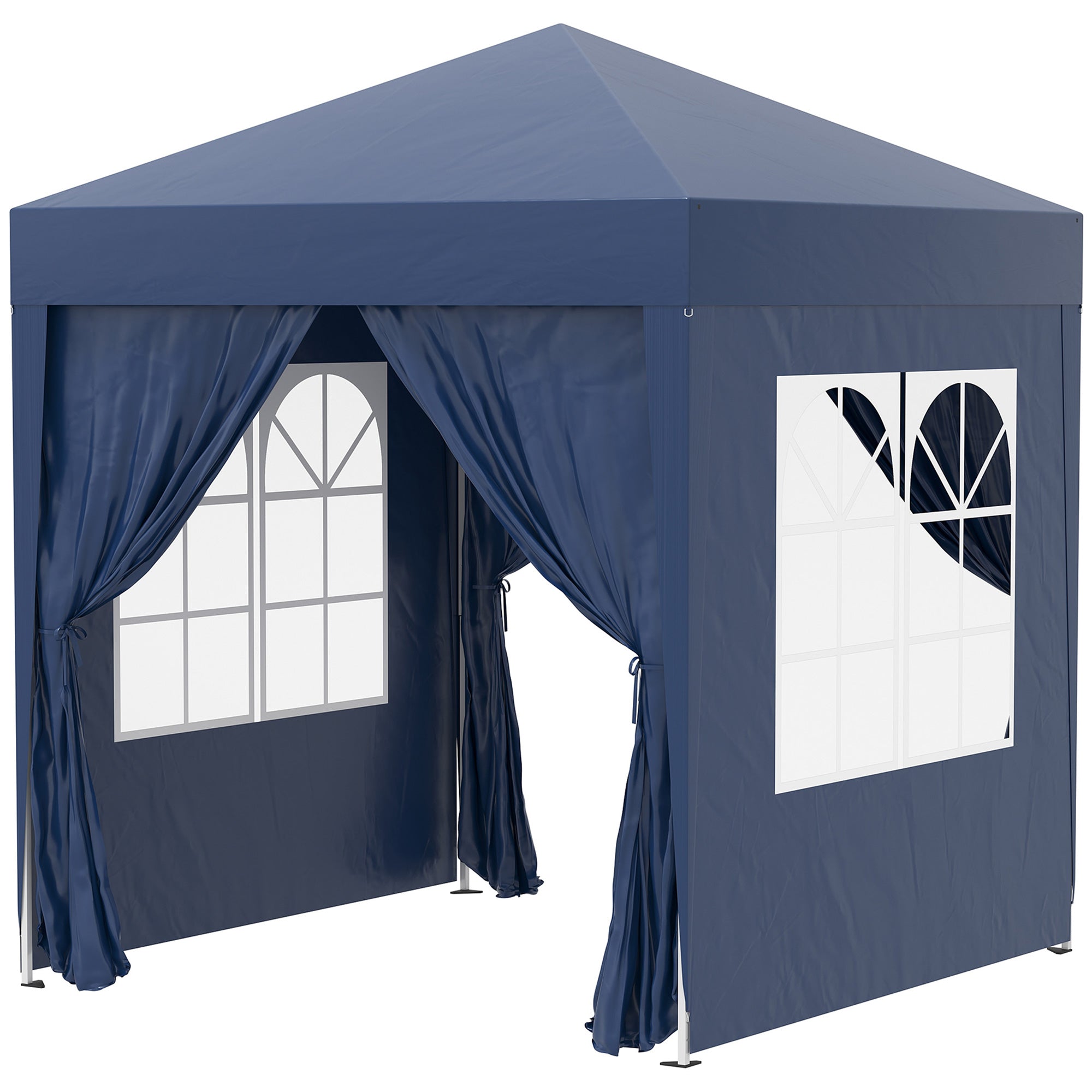 Outsunny 6.6'x6.6' Pop Up Canopy Tent with Sidewalls, Instant Sun Shelter Camping Gazebo with Carry Bag, for Outdoor, Garden, Patio, Blue