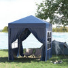 Outsunny 6.6'x6.6' Pop Up Canopy Tent with Sidewalls, Instant Sun Shelter Camping Gazebo with Carry Bag, for Outdoor, Garden, Patio, Blue