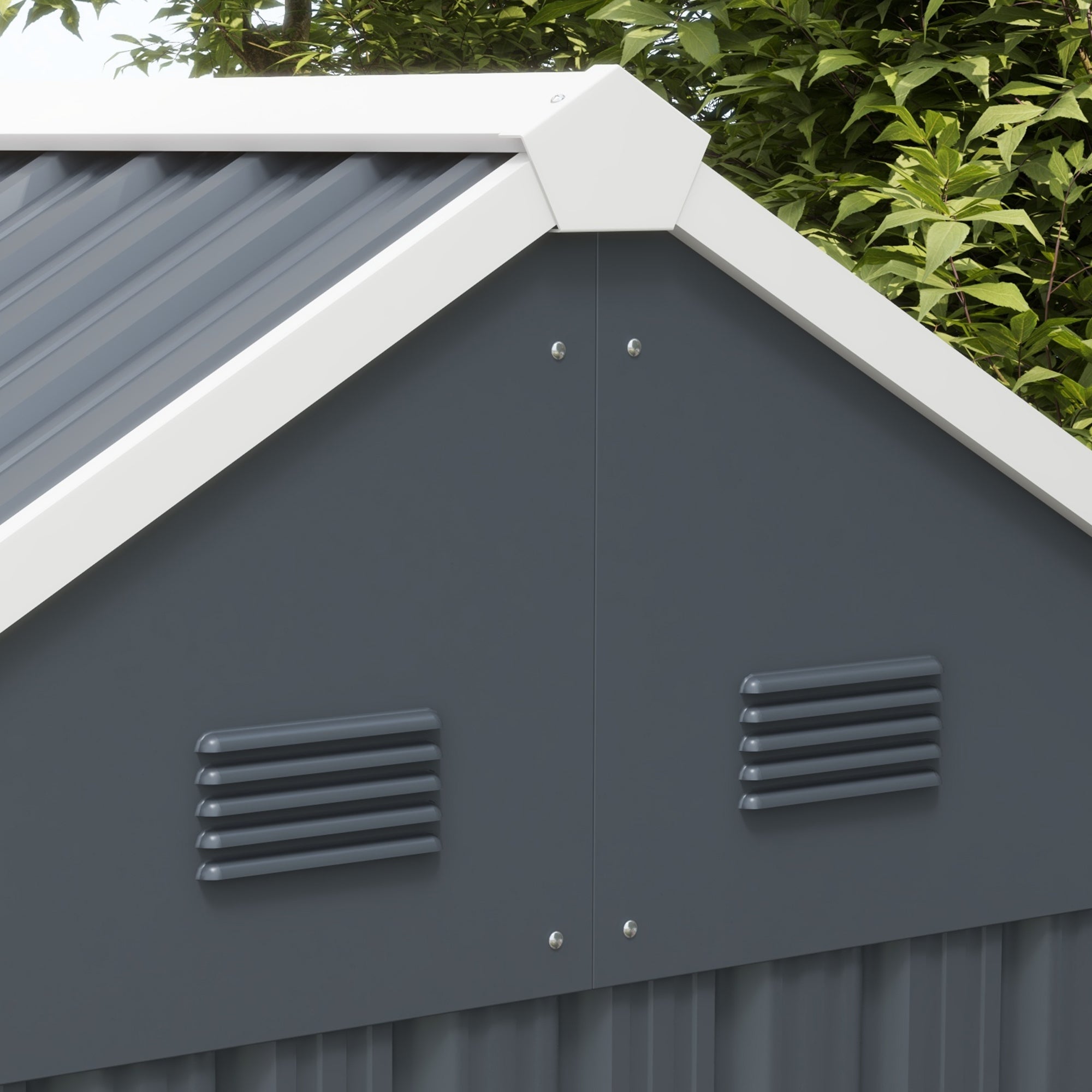 Outsunny 7' x 5.5' Outdoor Storage Shed, Metal Garden Shed Storage House with Window, Lockable Door, Vents, for Backyard, Patio, Lawn, Dark Grey