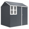 Outsunny 7' x 5.5' Outdoor Storage Shed, Metal Garden Shed Storage House with Window, Lockable Door, Vents, for Backyard, Patio, Lawn, Dark Grey