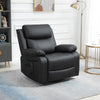 HOMCOM Swivel Rocker Recliner Chair for Living Room, PU Leather Manual Reclining Chair with 8 Vibration Massage, Remote Control, and Side Pockets, Black
