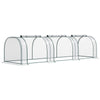 Outsunny 11.5' x 3' x 2.5' Plastic Mini Tunnel Greenhouse Garden Green Grow Shed Portable Plant Flower Warm House Steel Frame Zipped Doors, Clear