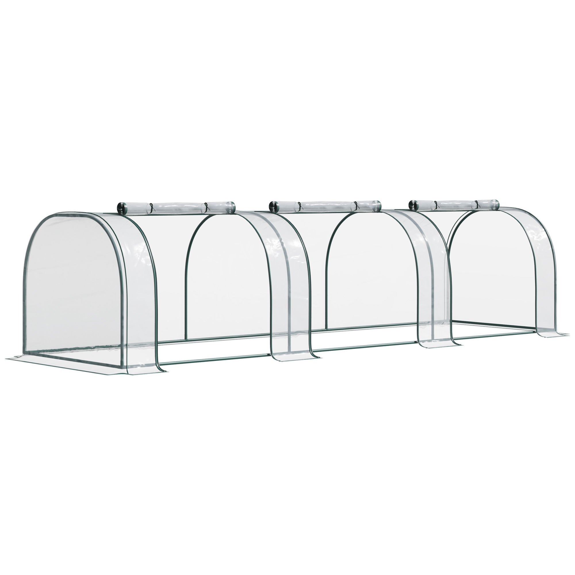 Outsunny 11.5' x 3' x 2.5' Plastic Mini Tunnel Greenhouse Garden Green Grow Shed Portable Plant Flower Warm House Steel Frame Zipped Doors, Clear