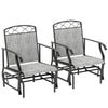 Outsunny Outdoor Glider Chair Set of 2, Patio Swing Glider with Thickened Breathable Mesh Seat and High Back, Steel Frame Patio Glider for Garden, Porch, Backyard, Grey