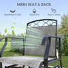 Outsunny Outdoor Glider Chair Set of 2, Patio Swing Glider with Thickened Breathable Mesh Seat and High Back, Steel Frame Patio Glider for Garden, Porch, Backyard, Grey