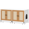 PawHut Cat Litter Box Enclosure, Hidden Litter Box Furniture with Pull-Out Tray, Indoor Cat Washroom with 2 Storage Cabinet,  Scratching Mat, Oak