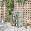 Outsunny 3 Tier Mini Greenhouse, Portable Outdoor Flower Stand with Shelf Clips, Indoor Greenhouse with Plastic Cover and Steel Frame, Transparent, 27" x 19" x 49"