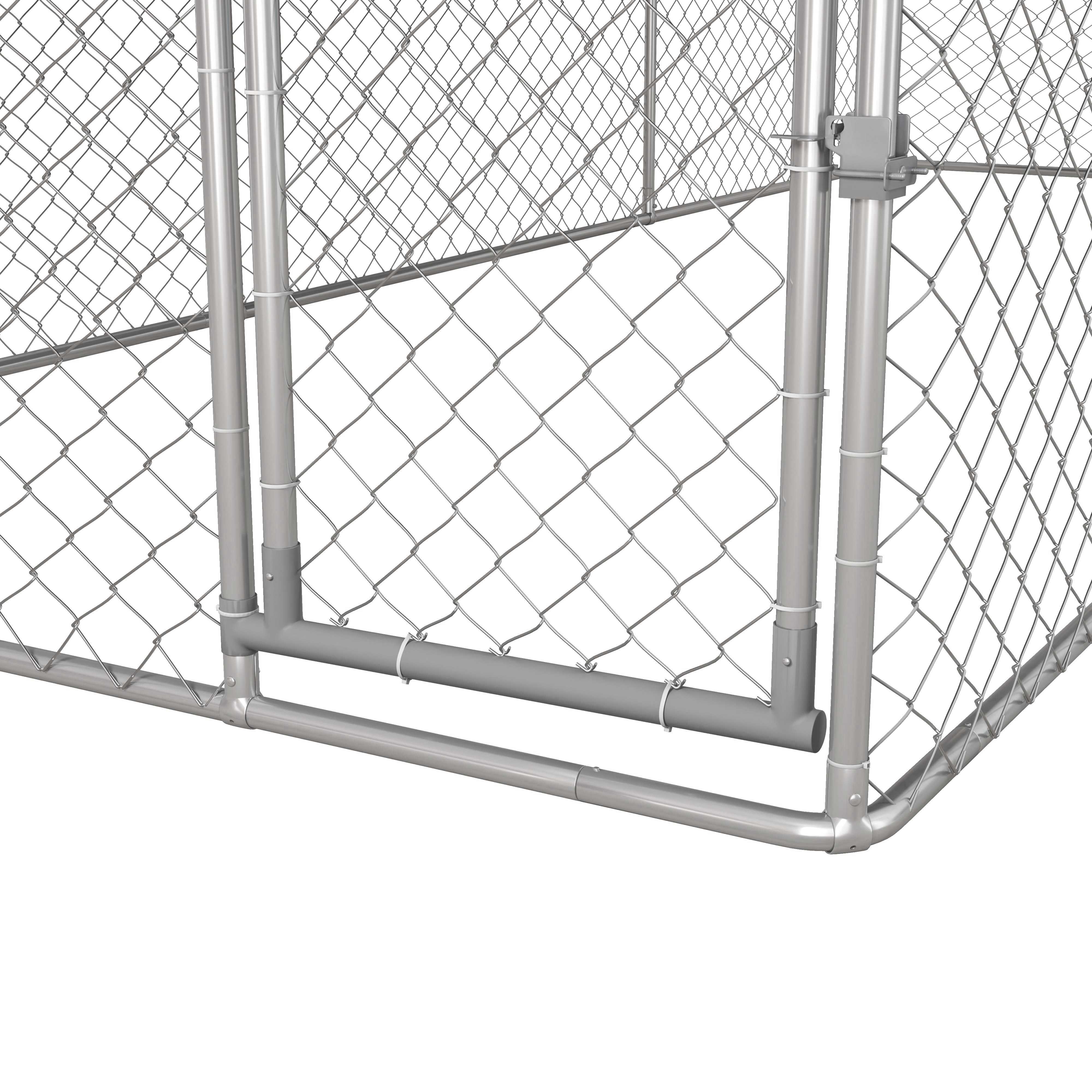 PawHut Large Dog Kennel Outside, Heavy Duty Dog Cage with Waterproof Cover, Outdoor Fence Dog Run with Galvanized Chain Link, Secure Lock, 19.7' x 7.5' x 7.5'