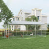 PawHut Outdoor Dog Kennel Dog Run with Waterproof, UV Resistant Cover for All-Sized Dogs, 19.7' x 7.5' x 7.5', Silver