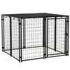 PawHut Outdoor Dog Kennel Run, Large Wire Steel Puppy Fence, Lockable Pet Playpen Crate Enclosure, with Top Cover, Door, Black