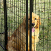 PawHut Outdoor Dog Kennel Run, Large Wire Steel Puppy Fence, Lockable Pet Playpen Crate Enclosure, with Top Cover, Door, Black