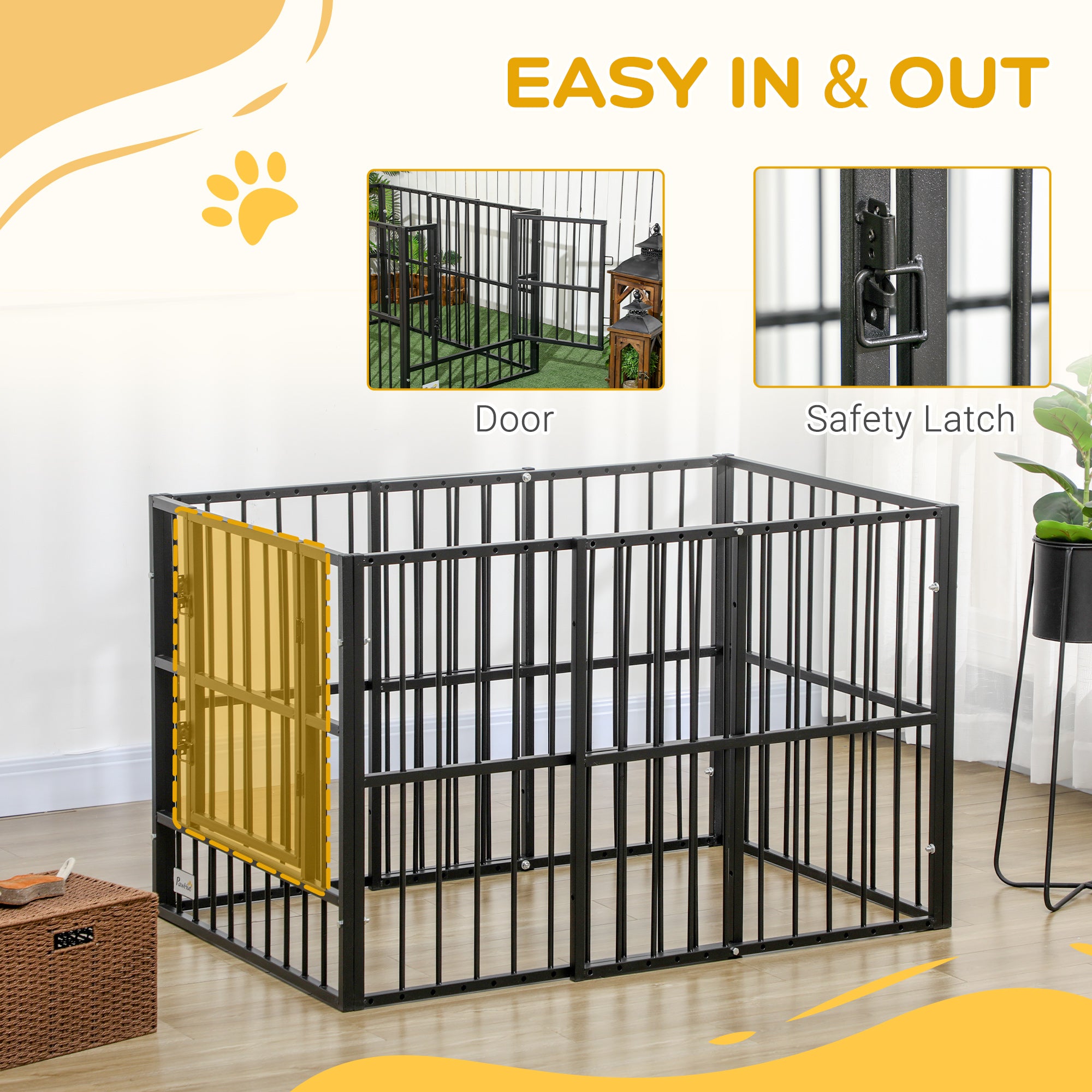 PawHut 33" - 60" x 31.5" Indoor & Outdoor Dog Playpen for Small & Medium Dogs, Dog Kennel Outdoor Playpen Dog Exercise Pen with Tall Height, Dog Run Enclosure
